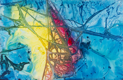 Watercolor on Yupo Paper with Fibers